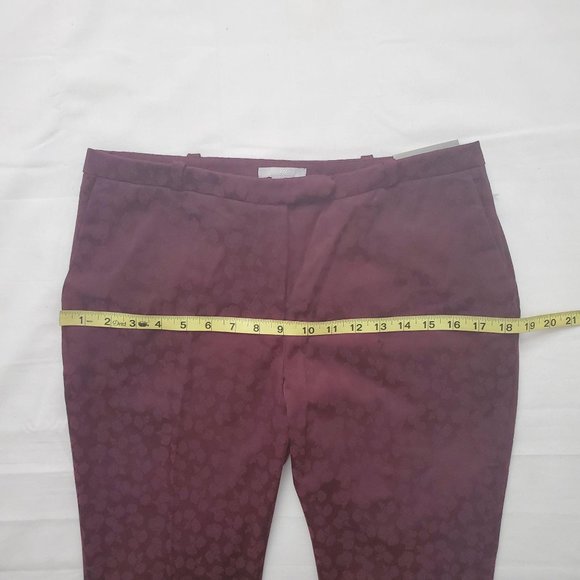 H&M Women’s Tonal Floral Print Burgundy Trouser Slim Leg Pants Size 8 NWT - Picture 14 of 15